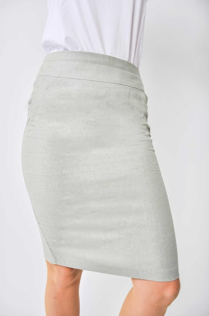 Gonna classica in lino al ginocchio