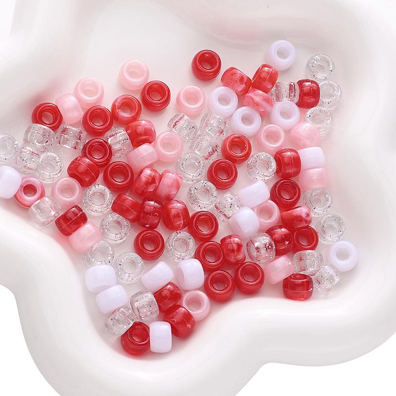 9x6mm Mixed Style Acrylic Barrel Beads for DIY Bracelet & Necklace Making
