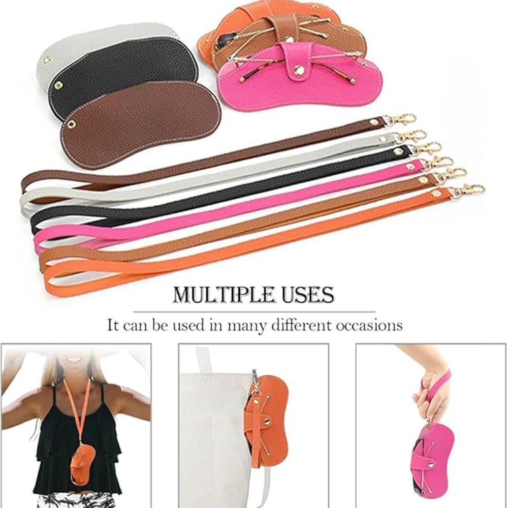 PU Leather Handmade Glasses Bag Sunglasses Case Portable Myopia Protector Simple Hanging Neck Wrist Glasses Storage Box