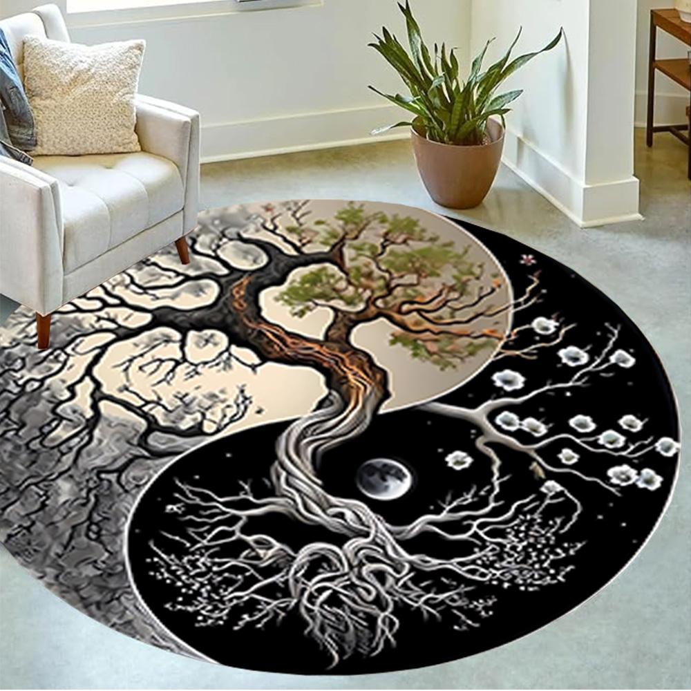 1pc Yin Yang Tree Design Non Slip Home Carpet Living Room Decoration Gift Idea