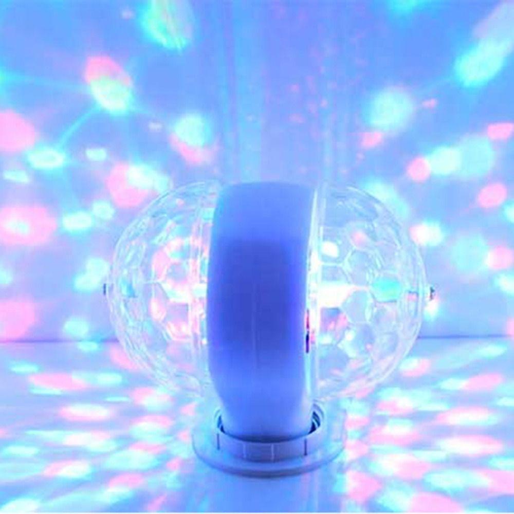 Auto Rotating Crystal Strobe RGB Lamp Dual Head Disco Lights E27 LED Bulb  Halloween