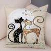 Double Print Cute Elegant Black Cat Cushion Cover Decor Cartoon Animal Pillow Case for Sofa Home Car Soft Plush Throw Pillowcase