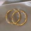 Gold Slightly Inlaid Corrugated Circle Earrings for Women's High-end Light Luxury Stud Earrings for Round Faces Commuter Ear Jewelry