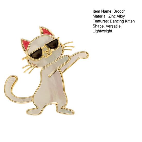 Dancing Kitten Shape Versatile Brooch Zinc Alloy White 1 Pc