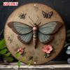 D-Dur Vintage Rustikales Metallschild Retro Schmetterling und Blumen Wandkunst Landhaus Cottagecore Blechschild Bauernhaus Garten Außen