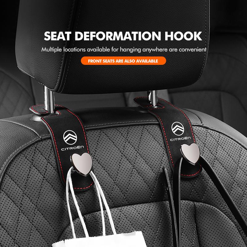 AIZIGI1 Car Seat Headrest Hook Hidden Hook Suede Metal Hanging Hanger For Citroen C4 C3 C5 C1 C2 C6 VTS C4L DS3 DS4 DS5 Grand Berlingo
