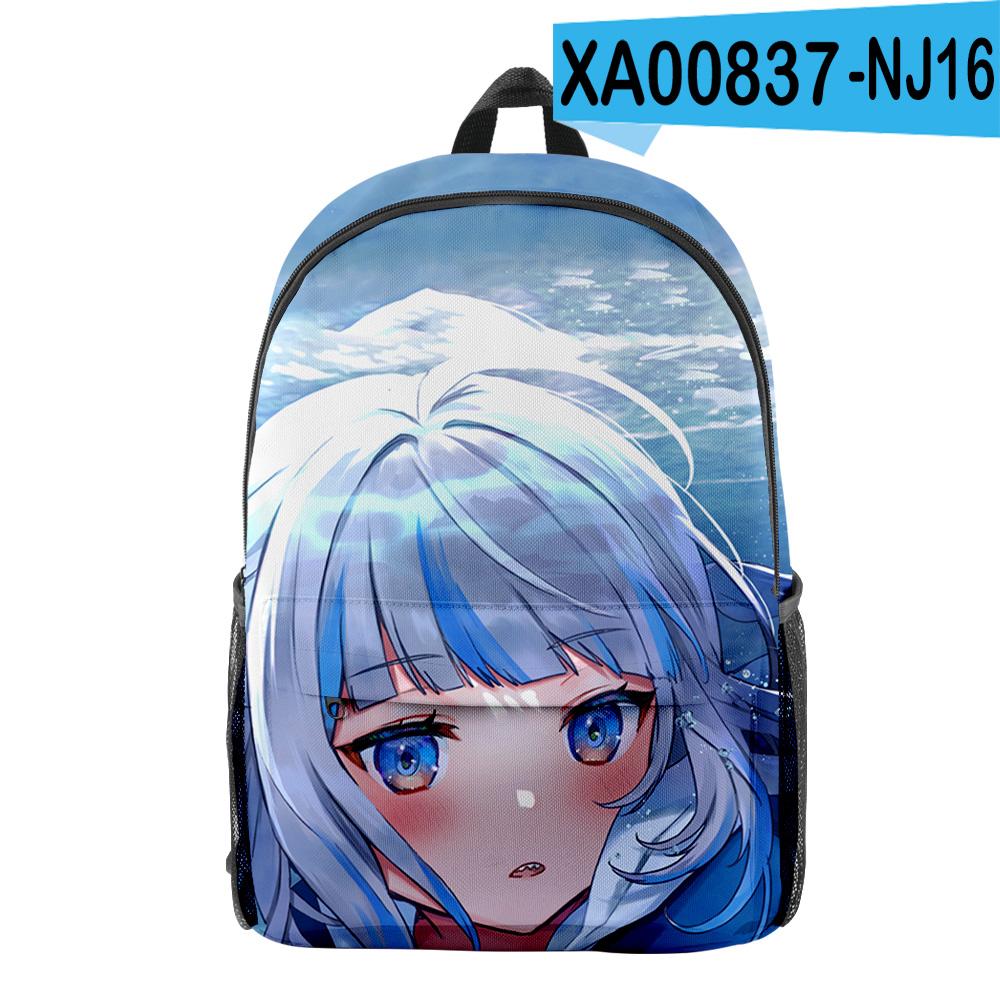 Classic Novelty Gawr Gura Cute Shark pupil Bookbag Notebook Backpacks 3D Print Oxford Waterproof Boys/Girls Travel Backpacks