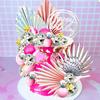 Pink Sliver Disco Balls Cake Decoration Palm Leaves Cake Decoration Stars Cake Decoration 70s Disco Bachelorette Party Supplies