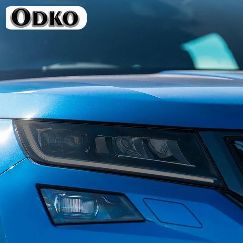2 Pcs Car Headlight Protective Film Front Light Transparent Smoked Black TPU Sticker For Skoda Kodiaq 2016-On RS Accessories