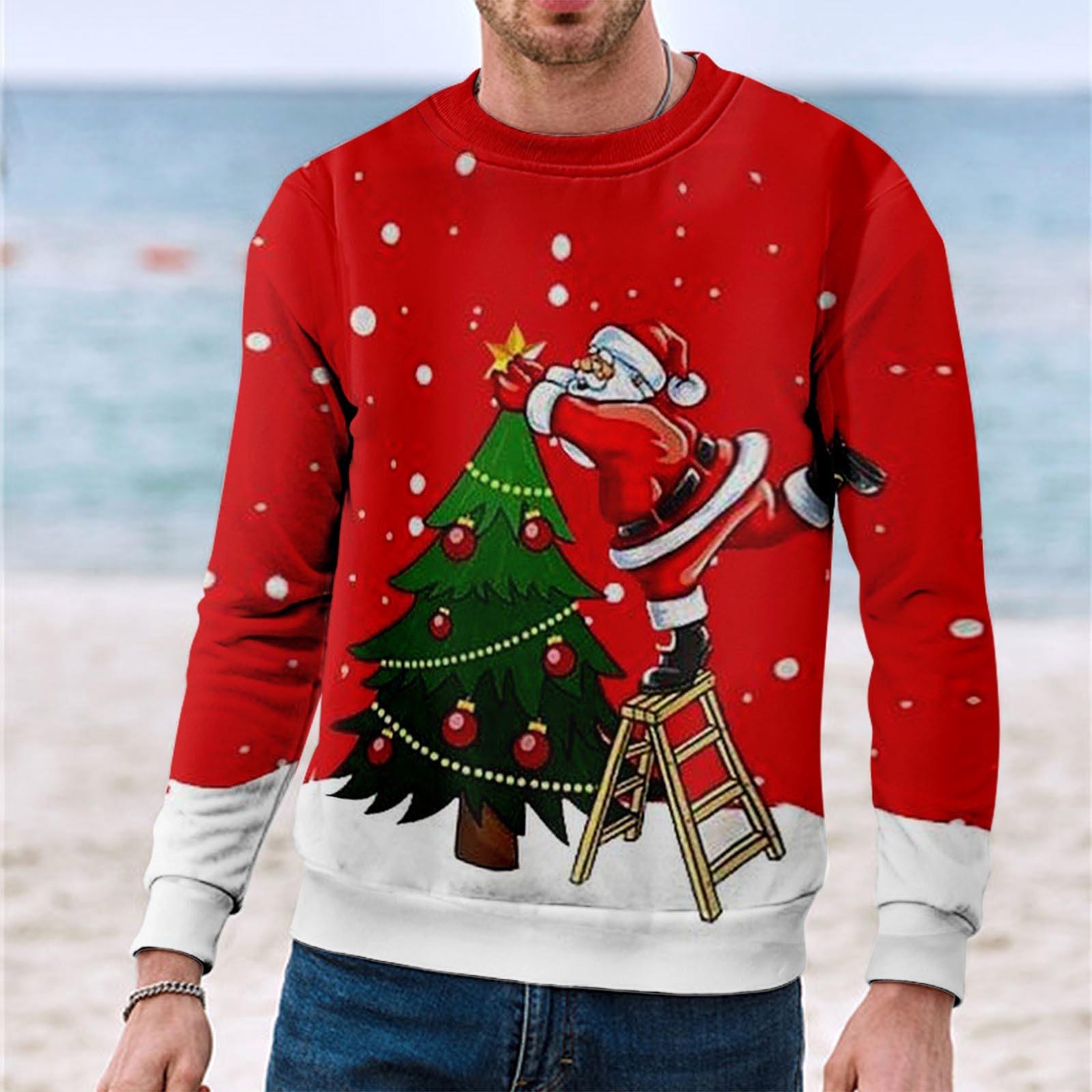 Рождественский свитер с 3D-принтом с длинным рукавом креативный для пары зимний с круглым вырезом пальто для вечеринки XXXL киноварь 1937₽