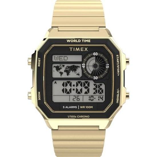 TIMEX Main Street Digital Watch Quartz 100M Water Resistant Acrylic Gold Dial TW5M69000 Mens