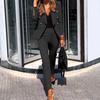 Women's Dressy 2 Piece Business Set Long Sleeve Blazer And Pencil Pant Set Casual Office Work Outfit