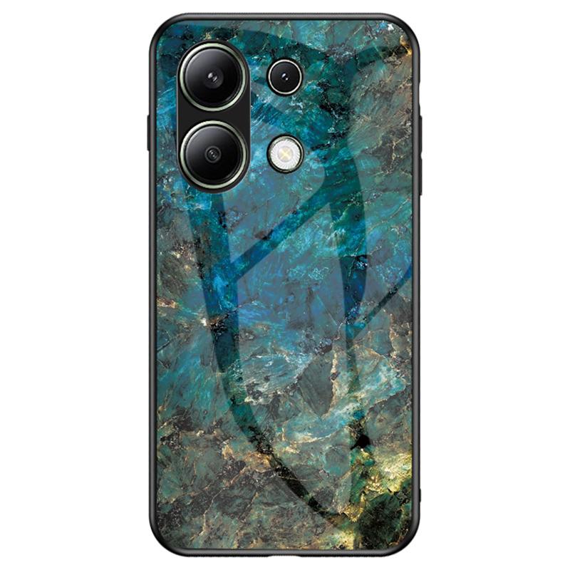 For Xiaomi Redmi Note 13 4G Anti-Drop Phone Cover Tempered Glass Case Marble Pattern Phone Shell
