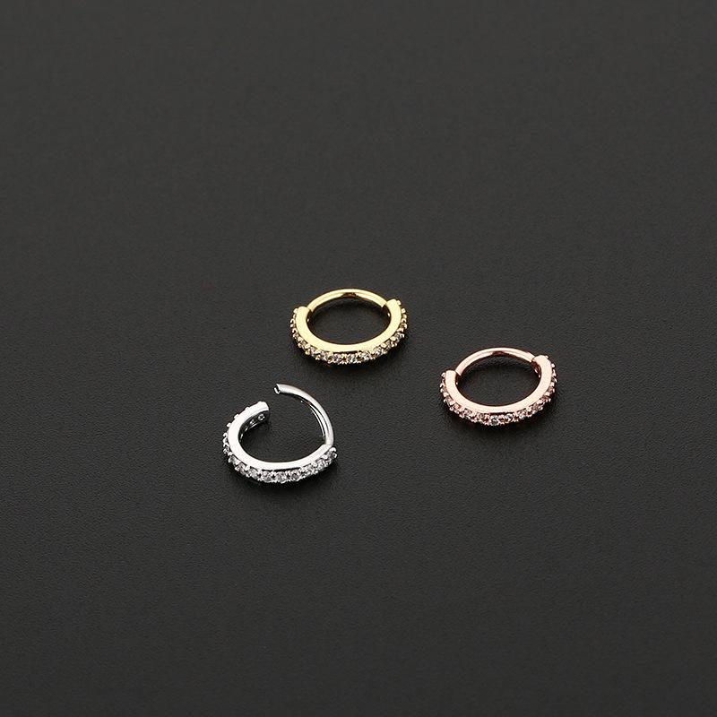 Trendy European-American Piercing Jewelry: Zircon-Copper Nose Rings, Earrings & Cartilage Studs