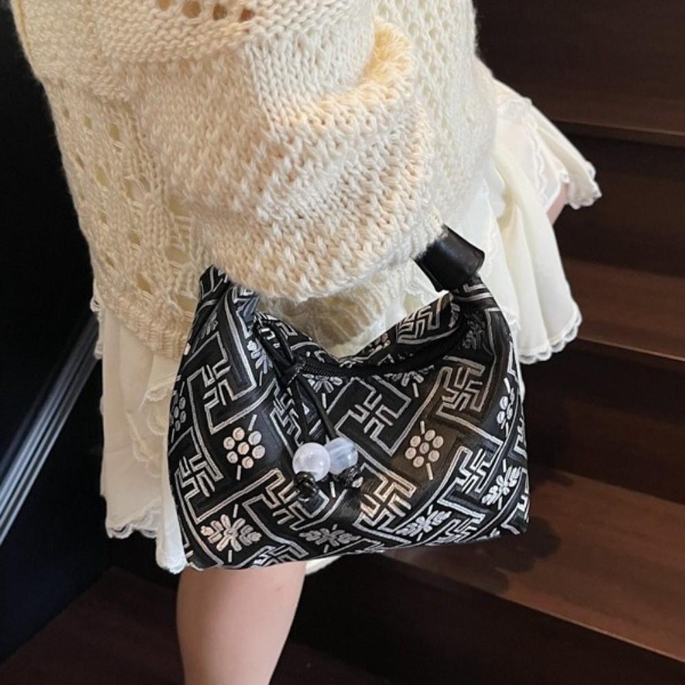 Elegant Chinese Style Embroidery Handbag Zipper Closure Ladies Shoulder Bag Dumpling Bag Wedding