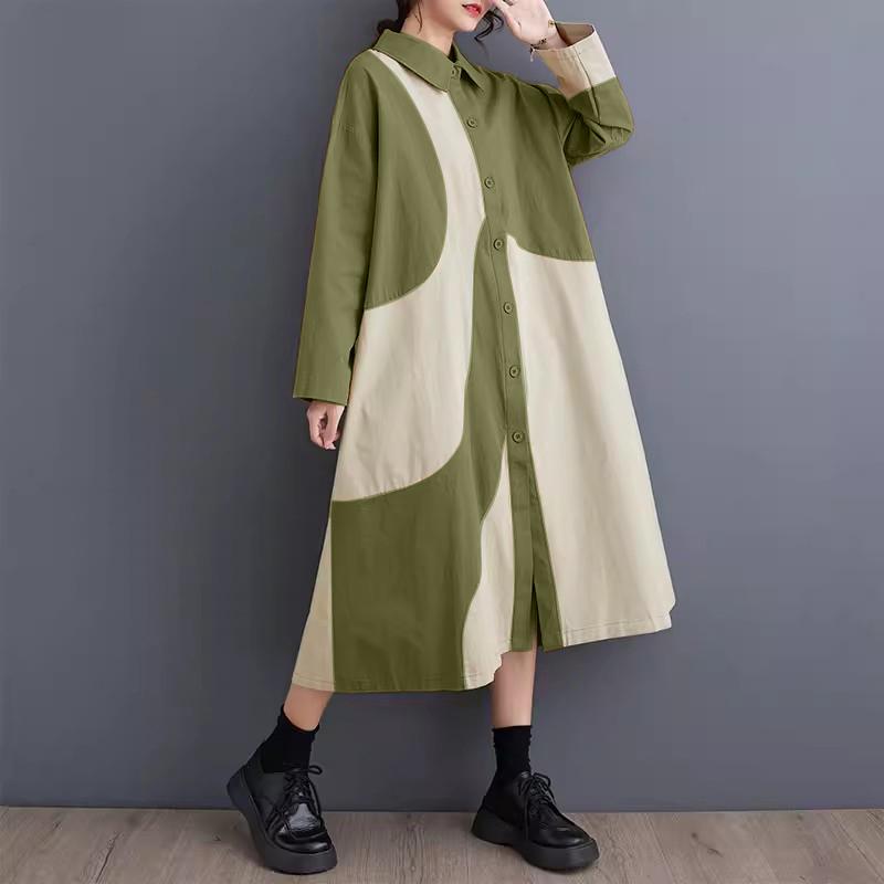 

ZANZEA Женские осенние платья-рубашки с длинным рукавом и контрастным принтом 3XL