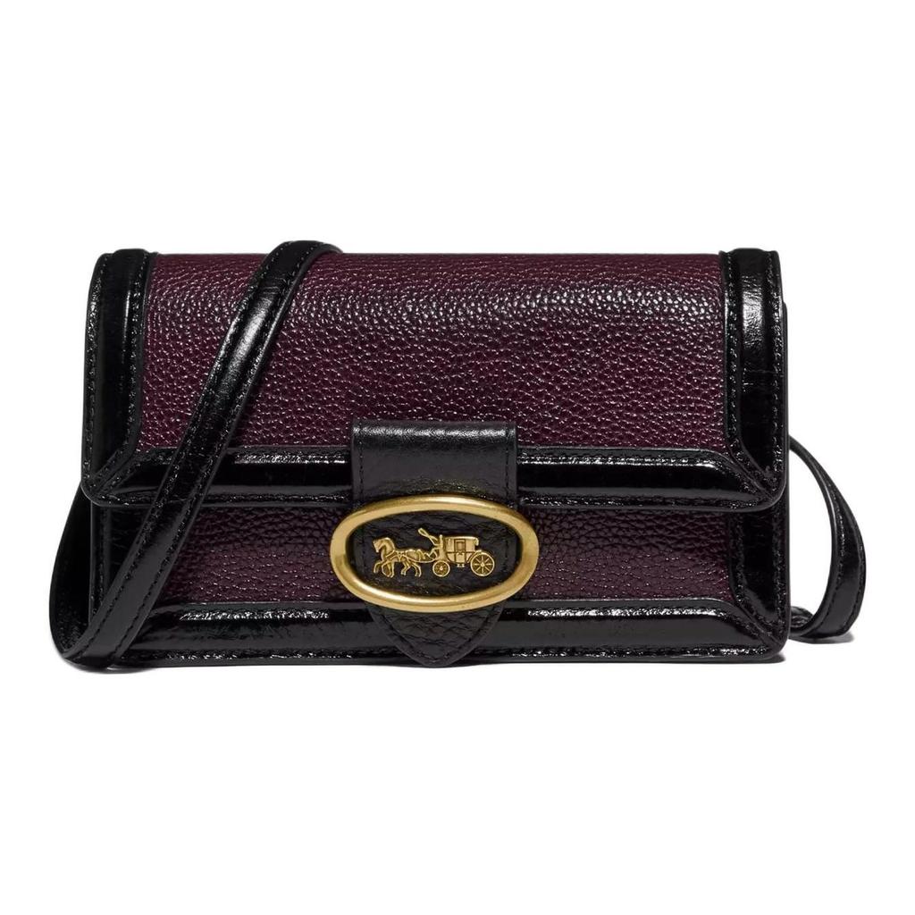 Coach Riley 18 Carriage Buckle Accordion Bag Women Shoulder Bag Black Burgundy 79668-B4C1L