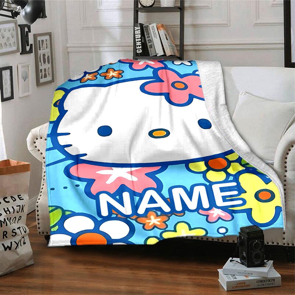 Customizable HelloKitty11 Throw Blanket – Personalized Name, All-Season Cozy Snug Blanket, Machine Washable, Personalized Blanket