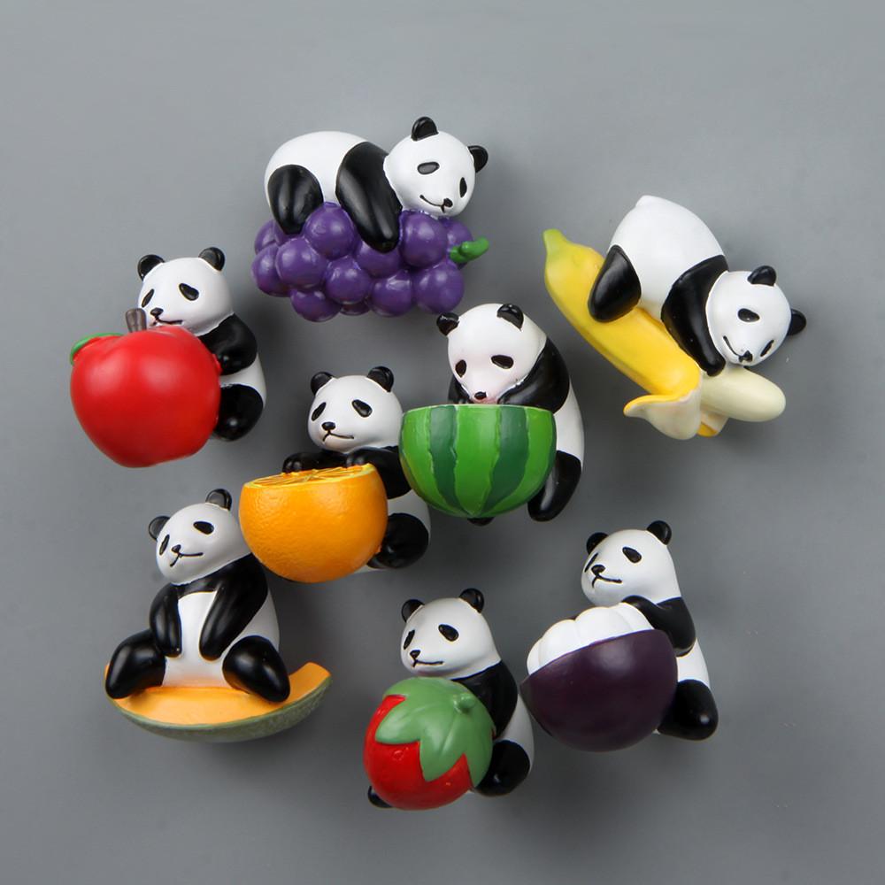 Creative Fruit Panda Refrigerator Magnets Set With Resin Materials For Kitchen Decor And Gifts