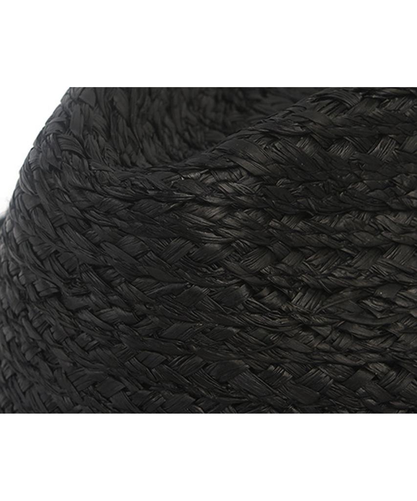 Yunibeosyeolkemiseuteuli Bu Raffia Simple Black Fedora Summer Hat
