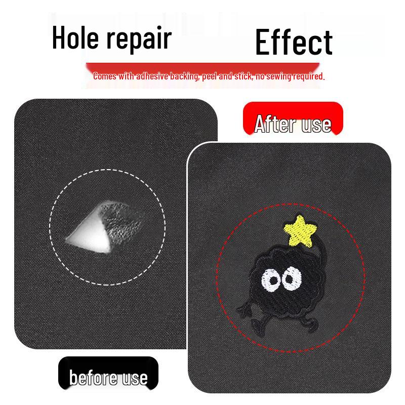 Self-Adhesive Black Embroidery Patch for Clothes Repair and Decoration