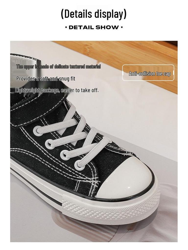 Spring/Autumn Canvas Velcro High-Top Shoes for Toddlers - Unisex Skate & Sports Shoes