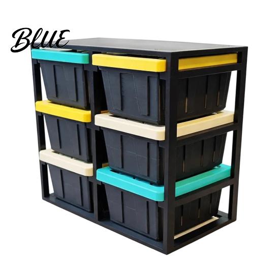 Small Box Organizer Miniature Rack with 6 Storage Boxes Tiny Dollhouse Furniture Shelf Multi-Layer Storage Scene Decor Accessory Supplies