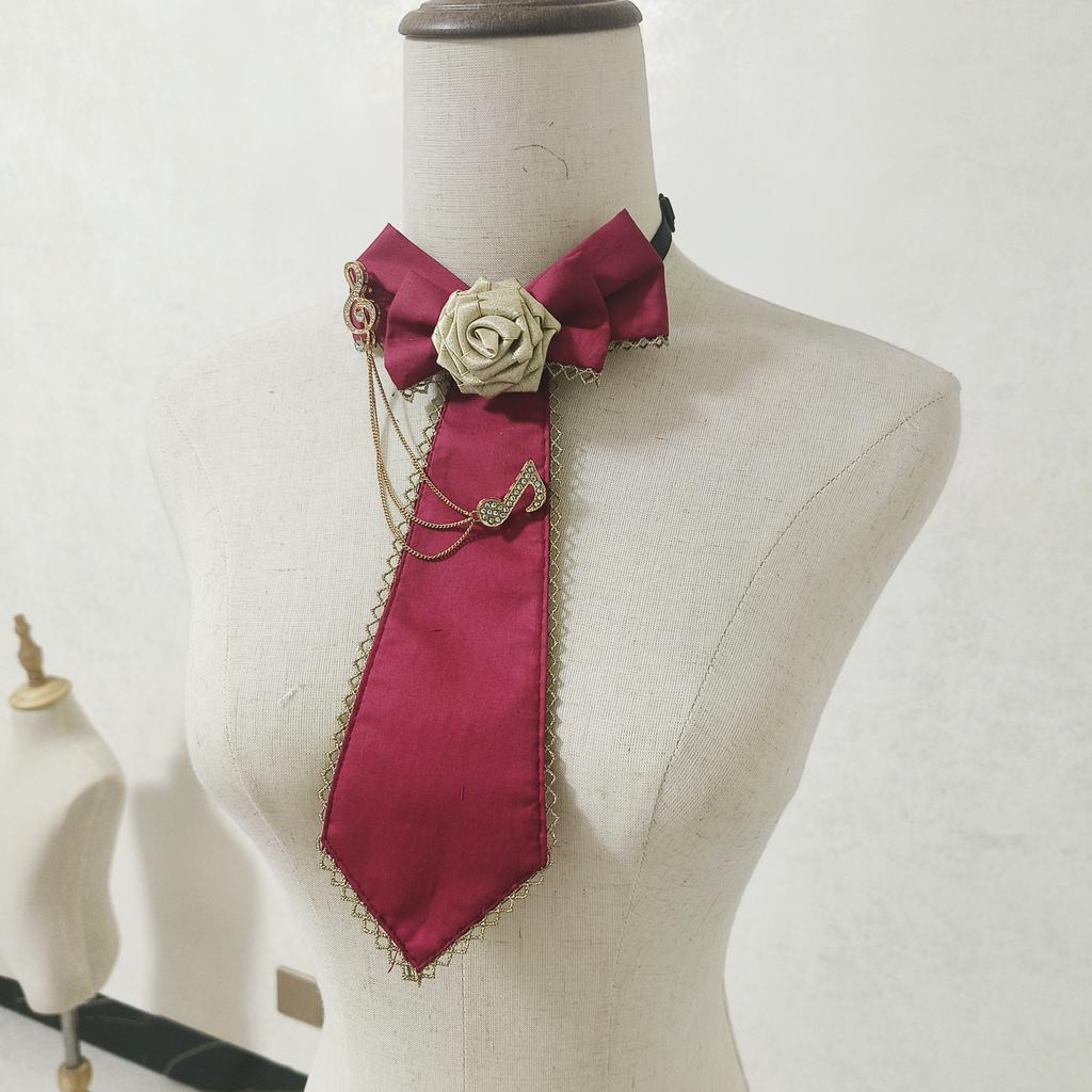 Gothic Lolita Style Cravate Rose Cross Bow Tie Retro Personality JK Uniform Accessories Punk Style Decorative Collar