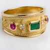 New Wide Plate Retro Style Palace Sand Ring Inlaid with Zircon Ring
