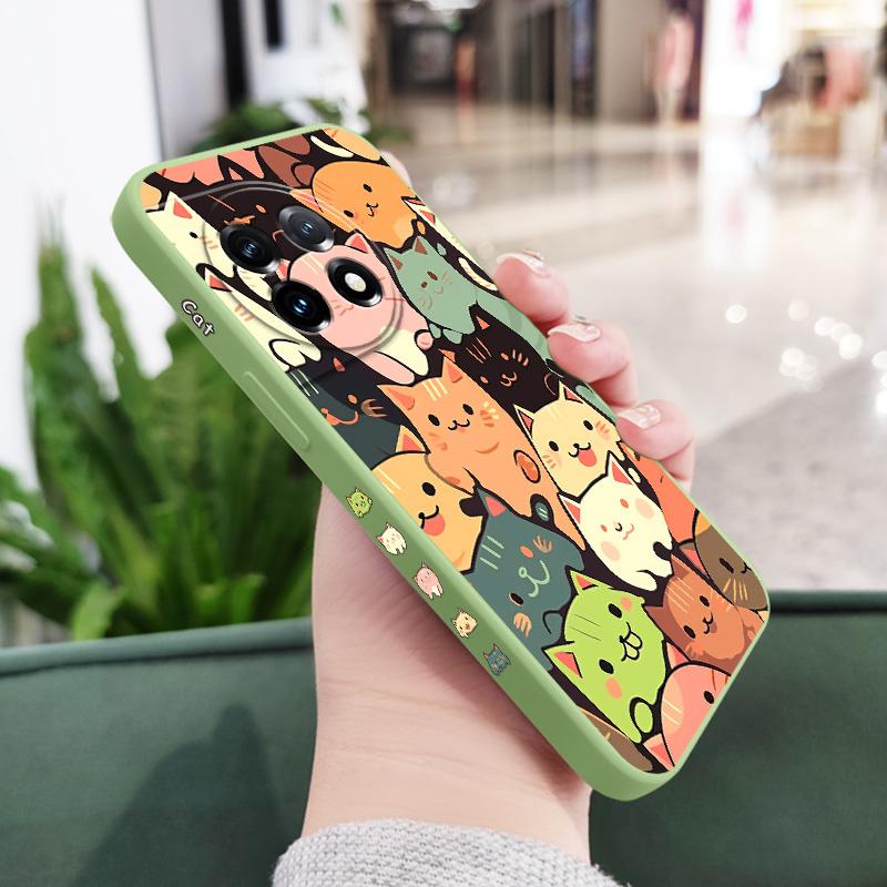 

Colorful Cats Phone Case For Oneplus 12 12R 11 11R 10 10R 10T 9R 9RT 9 8T 8 7 7T Pro 5G Liquid Silicone Cover OnePlus 11R светло-зеленый