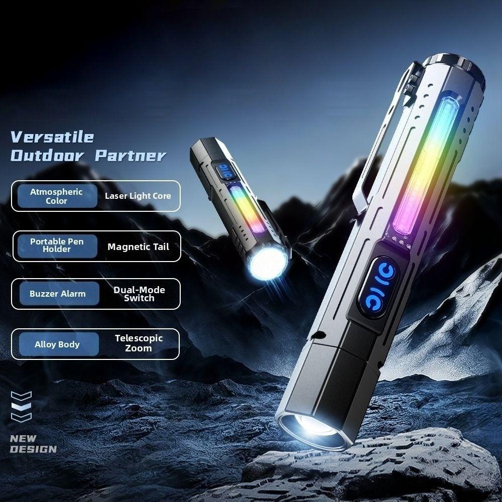 Magnetic Base LED Inspection Light Portable Waterproof UV Flashlight USB Charging Clip-on Mini Flashlight Outdoor Enthusiasts