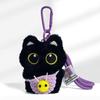 Cute Black Cat Keychain Pendant Backpack Hanging Plush Doll Kitty Cell Phone Charm Bag Keychain Halloween Pendant Keyring Decor