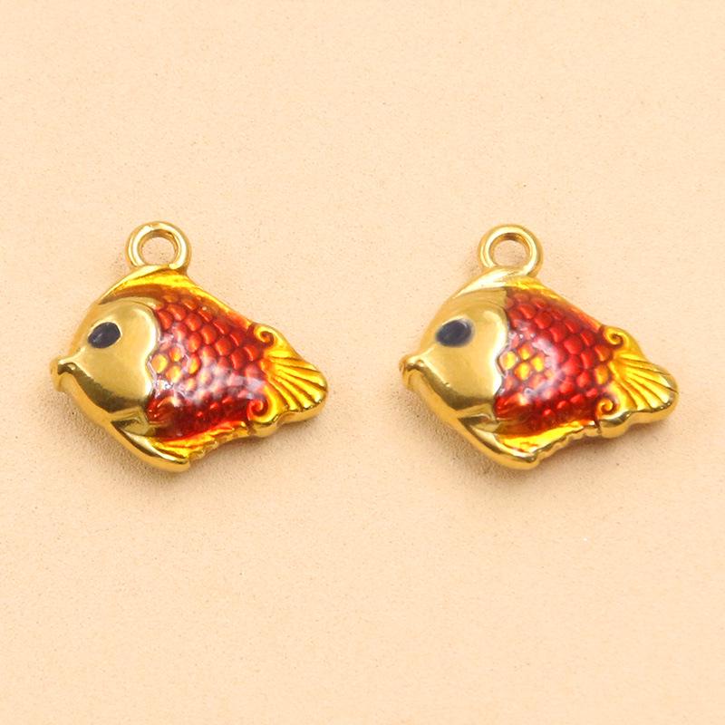 9 Styles Stainless Steel 18K Gold Colorful Enamel Ocean Series Fish Pendant DIY Necklace Bracelet Charms