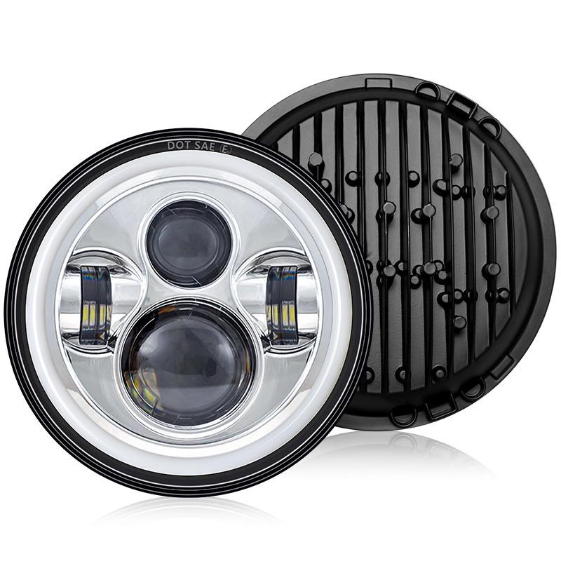 7-inch 60W 4-LED Angel Eye Headlights for Harley Wrangler & Off-road Motorcycles