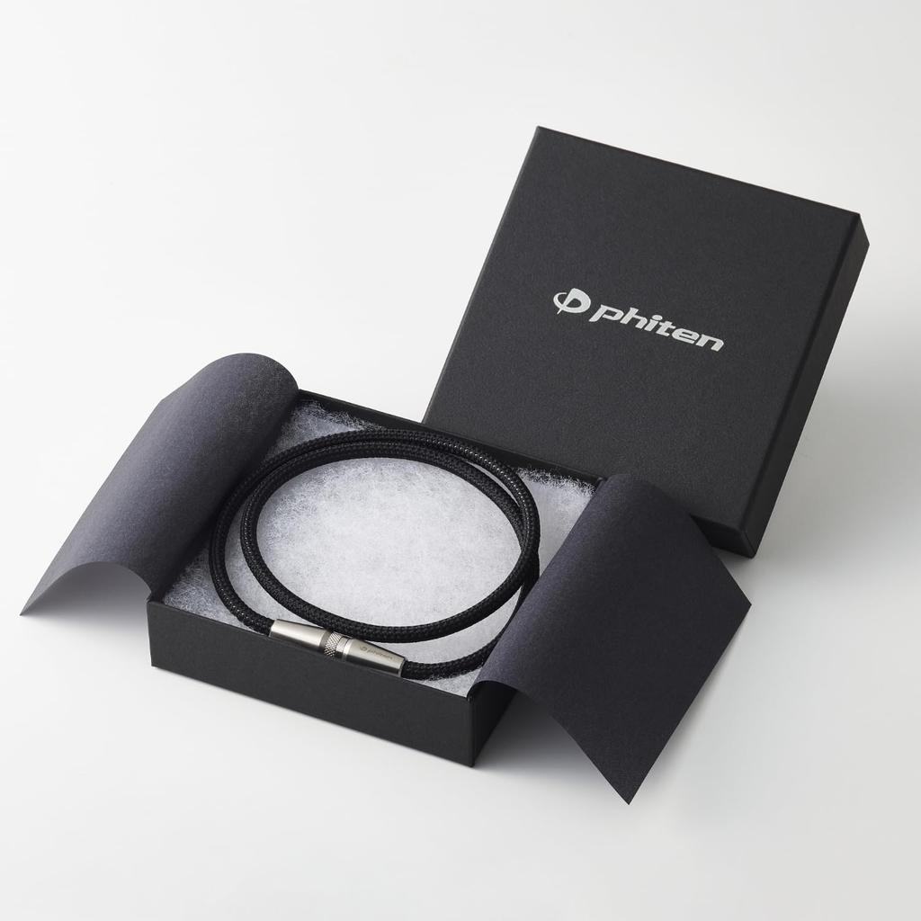 Phiten RAKUWA Halskette X50 AG Gerändelt Silber 50cm Aqua Gold Aqua Titan X50 Imprägniert Schwarz