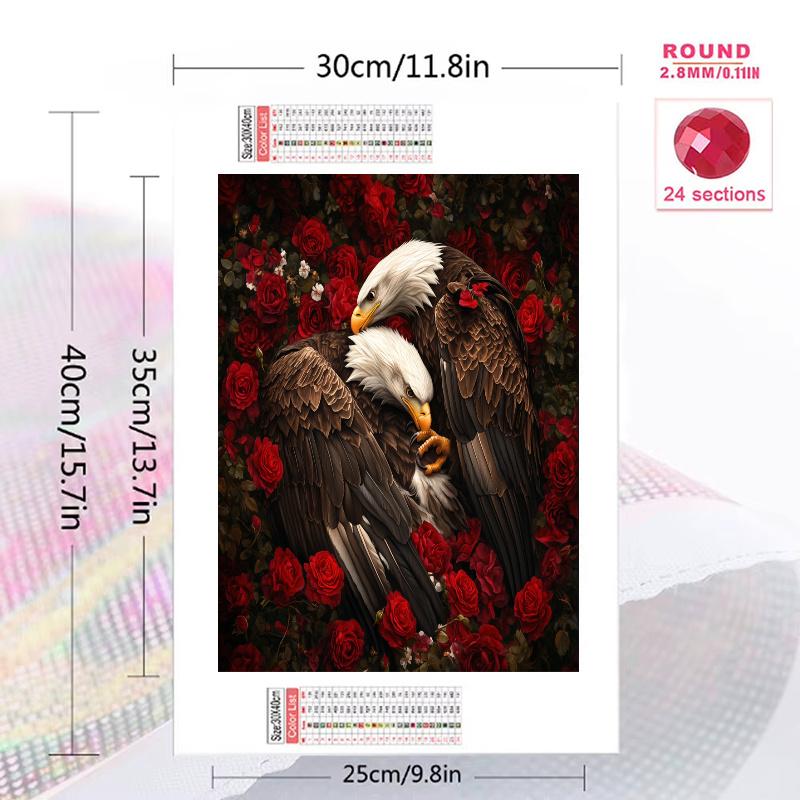 Eagle and vintage roses Pattern  3pcs 100% Round Full Drill 5D DIY Diamond Painting Embroidery Cross Stitch Rhinestone Décor