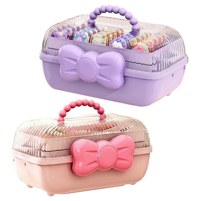 

ABGR-Cute Multi-Layer Hairpin Storage Box Bowknot Design Girls Jewelry Box Children S Hair Accessories 2Pcs Jewellery