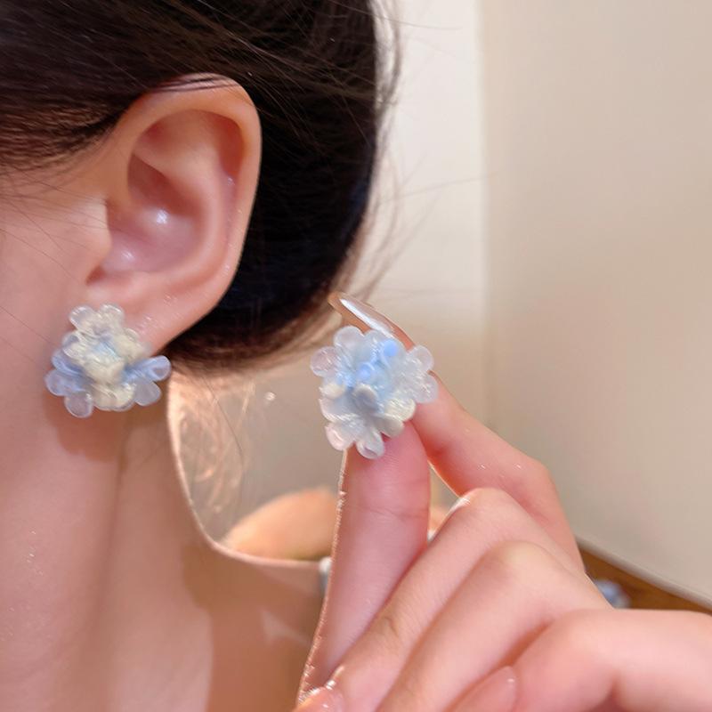 Vacation Style Dopamine Flower Earrings Women's Summer Sweet Temperament Versatile High-end Stud Earrings 925 Silver Needle Earrings