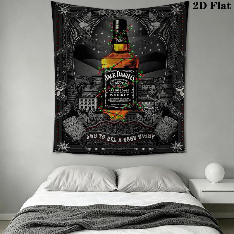 Jack Daniel'S Tennessee Whiskey Bottle Tapestry Wallmounted Background Cloth Atmospheric Background Cloth Homestay Soft Decoration Tapestry