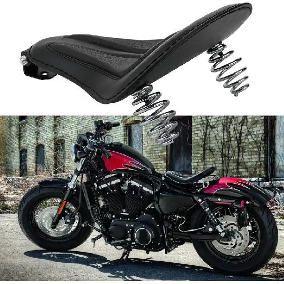 Black Motorcycle Cushion Spring Solo Seat Compatible with Harley Sportster XL1200 48 Bobber Street Chopper Honda Rebel