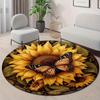 1pc Crystal Velvet Charming Butterfly and Sunflower Round Mat - Non-Slip,, Washable Living Room & Bedroom Decorative Doormat, Home Entrance Mat