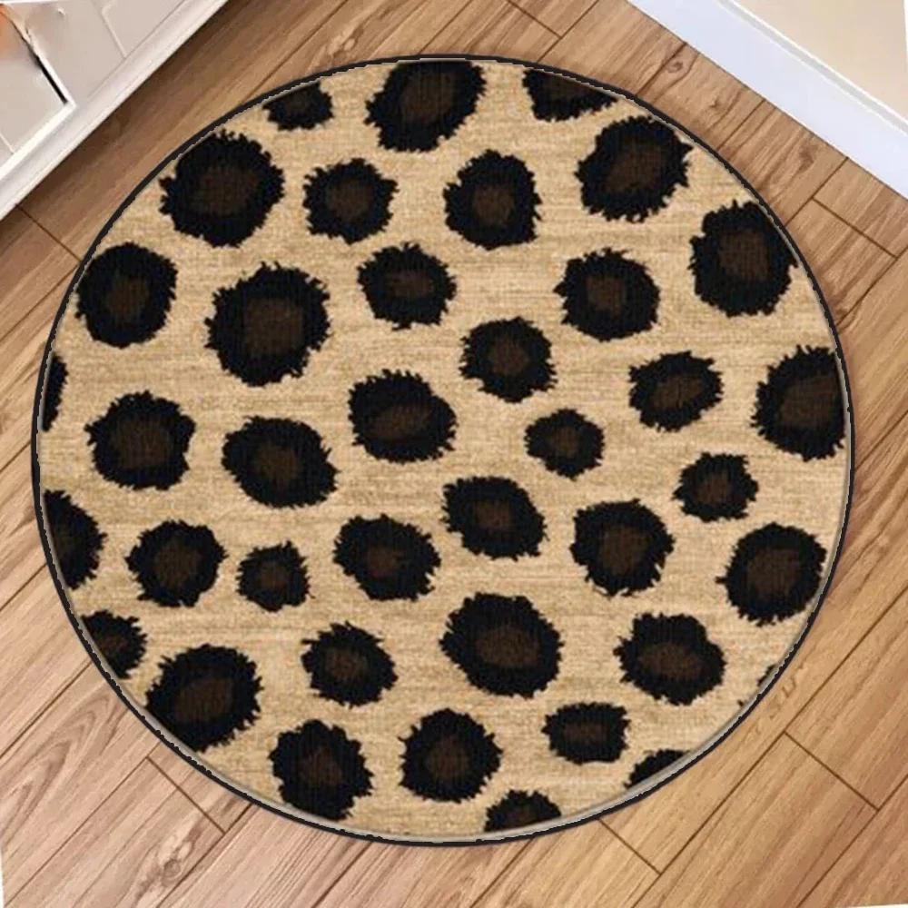 ~O~Print Round Rug – Leopard, Zebra & Tropical Floral Mix, Soft Non-Slip Mat for Living Room