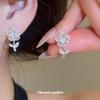 True Love Comes~ Super Flash Zircon Flower Stud Earrings Sweet Design Earrings Light Luxury High-end Exquisite Earrings Women