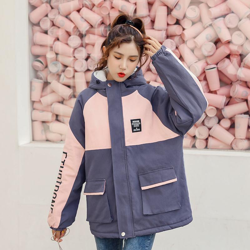 Fleece-Tooling-Jacke für weibliche Herbst- und Winterstudenten, koreanische Version, lockere und vielseitige, verdickte Baseballuniform XXL grau
