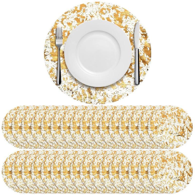 Disposable Festival Party Gold Foil Golden Placemat Western Restaurant Table Mat Wedding Party Decoration