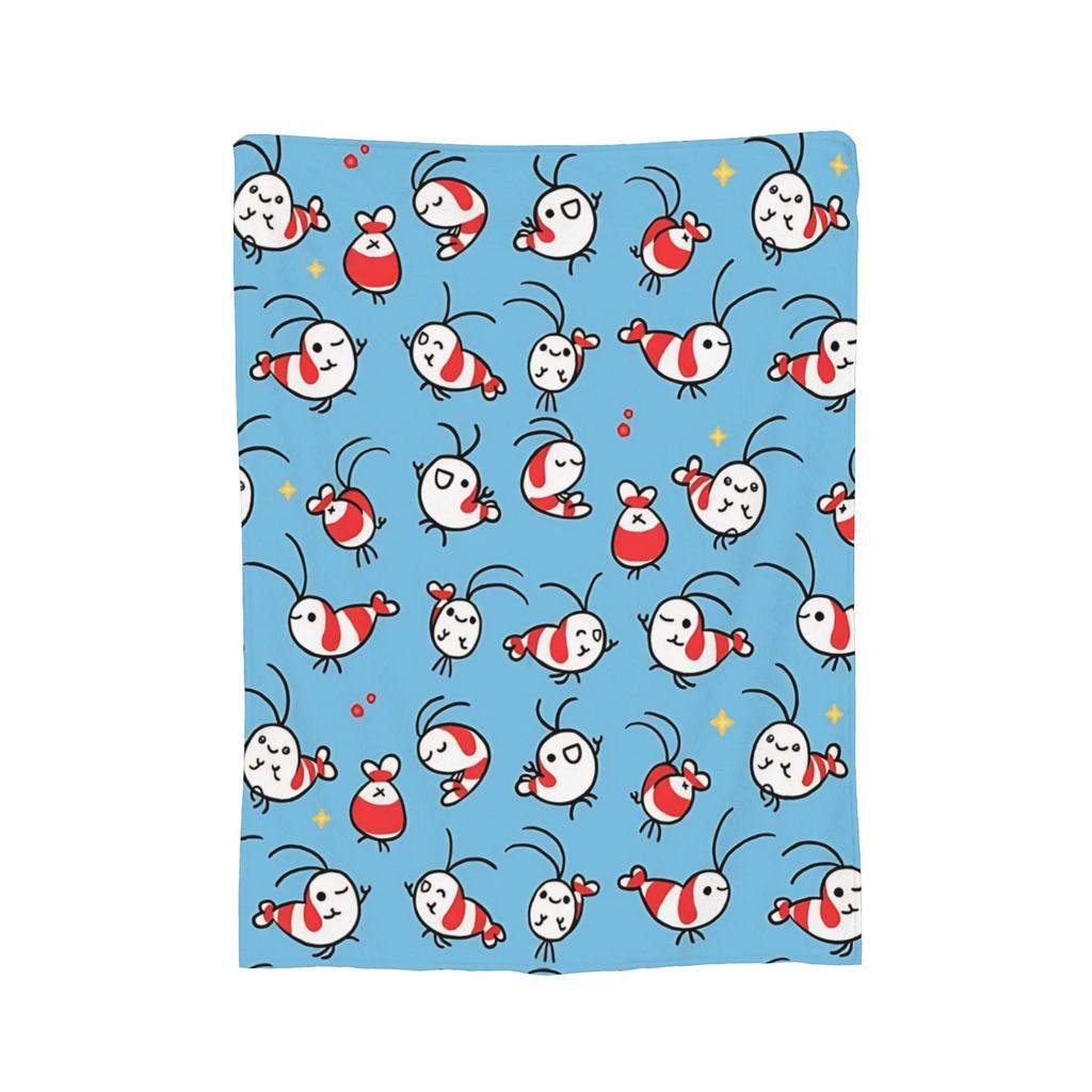 Shy Shrimp Partten Blankets Flannel Soft Throw Blankets for Outdoor Travel Bedroom Quilt