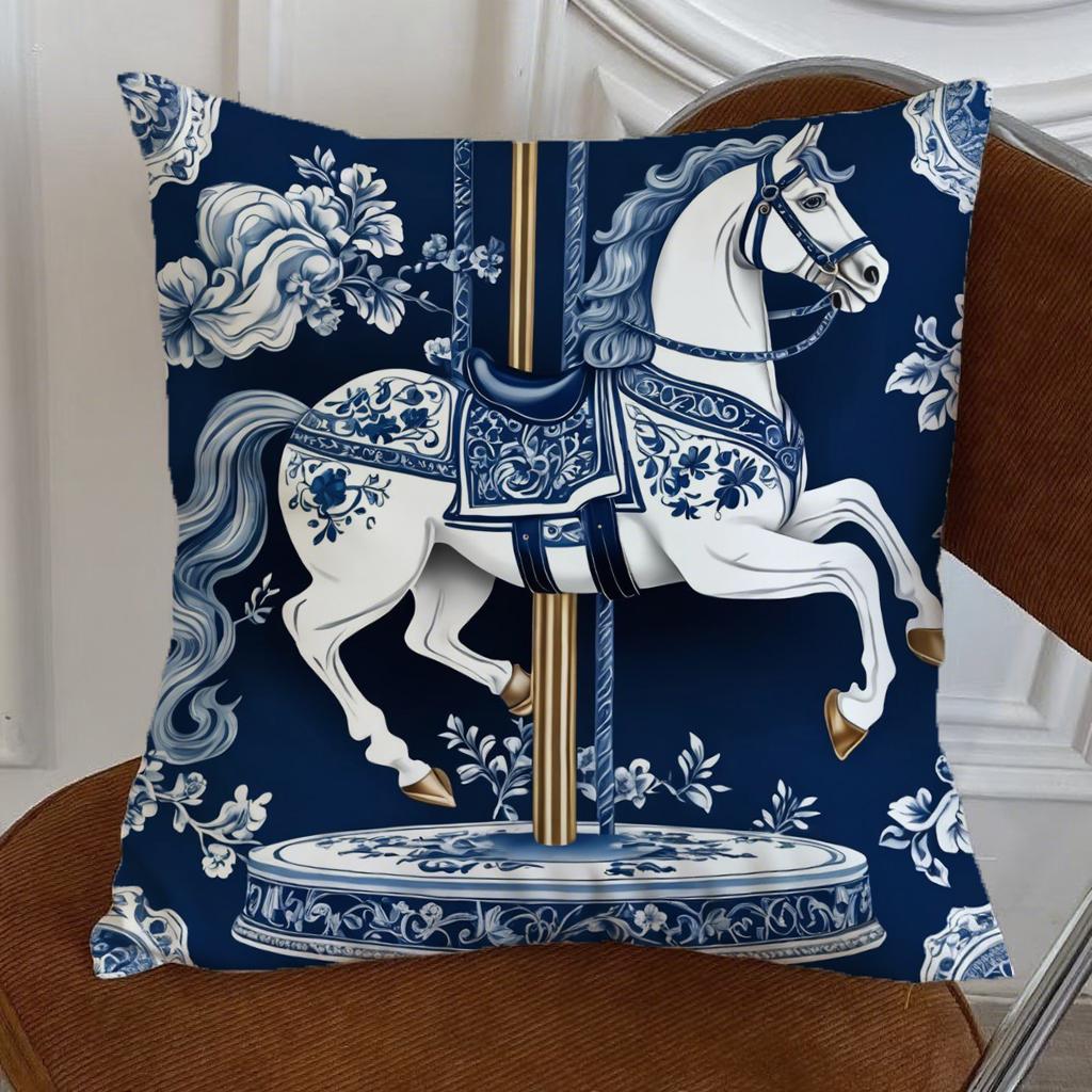 Blue and White Cat Pattern PillowcaseSuitable for sofa car bedroom decorative cushion cover pillow cover