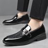 Fashion New Patent Leather Large Size Business Men's Dress Shoes Designer Soft Sole Spring Autumn Buckle Designer Men Derby Shoes