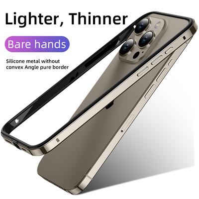 Custodia paraurti in silicone di alluminio e metallo grigio titanio naturale per iPhone 15 Pro Max 14 Plus 13 12 15Pro 14Pro 12Pro 13Pro 15Plus 14Plus Accessori per telefoni
