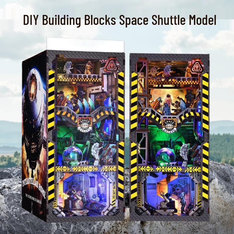 Twilight Cabin Bookends: DIY Wooden 3D Puzzle House Model, Handmade Building Blocks, Assembled Toy Gift.